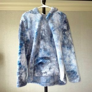 Multi-Blue Tie-Dye Fleece Hoodie